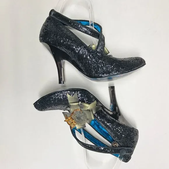 Irregular Choice Sparkle Heels in Black and Silver - Picture 5 of 10